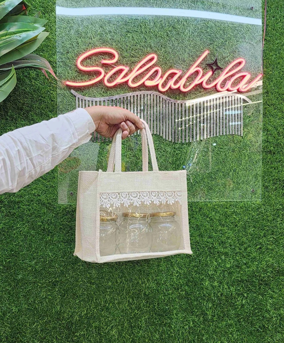 Jute Window Hamper Bag