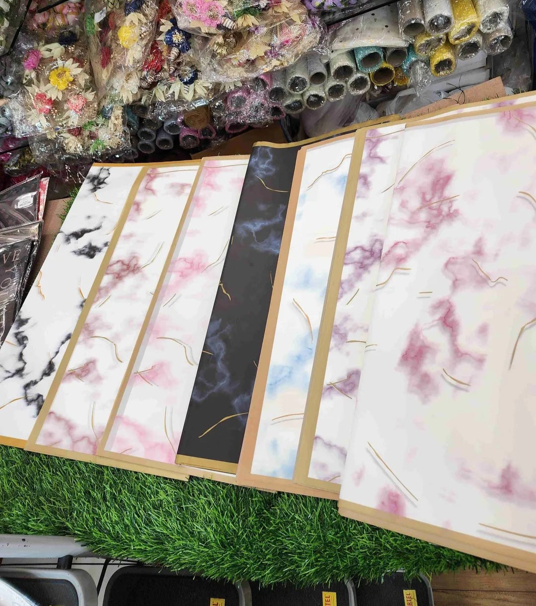Bouquet wrapping Paper sheet - Marble theme