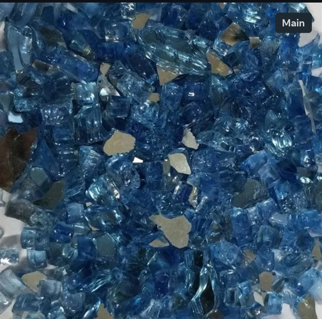 Blue Reflective Firepit Glass