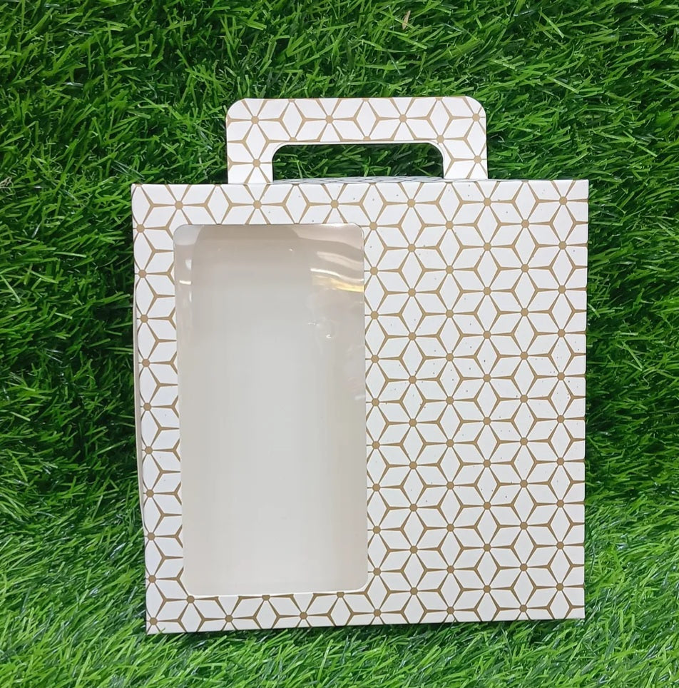 Fancy Printed Paper Gift Box with Transparent Top 7*7