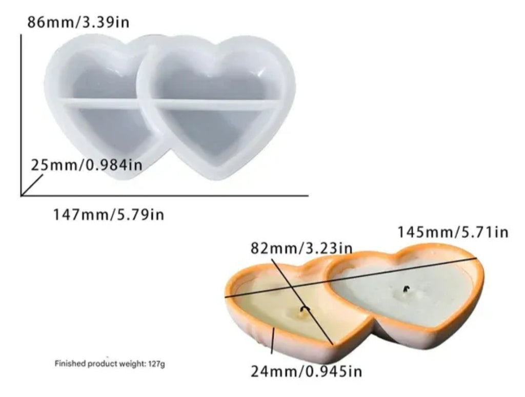 Double Heart Candle Cup Mould