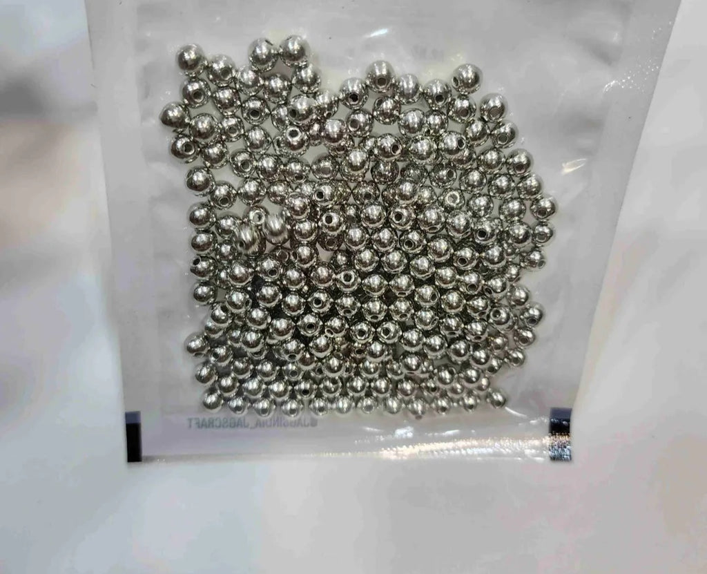 JAGS CRAFT BEADS ROUND SILVER COLOUR