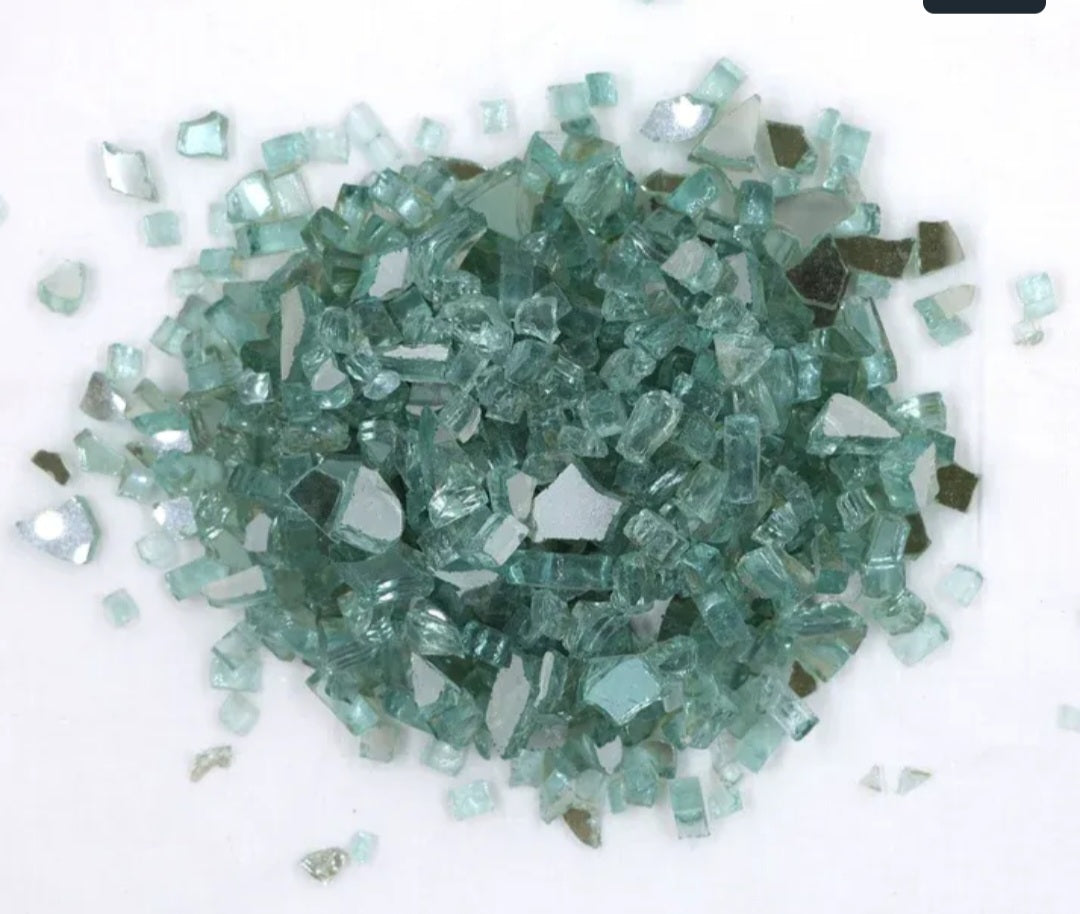 Green Reflective Firepit Glass