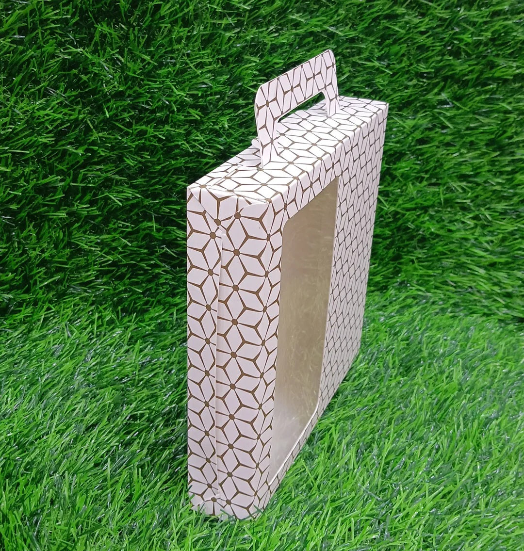 Fancy Printed Paper Gift Box with Transparent Top 7*7