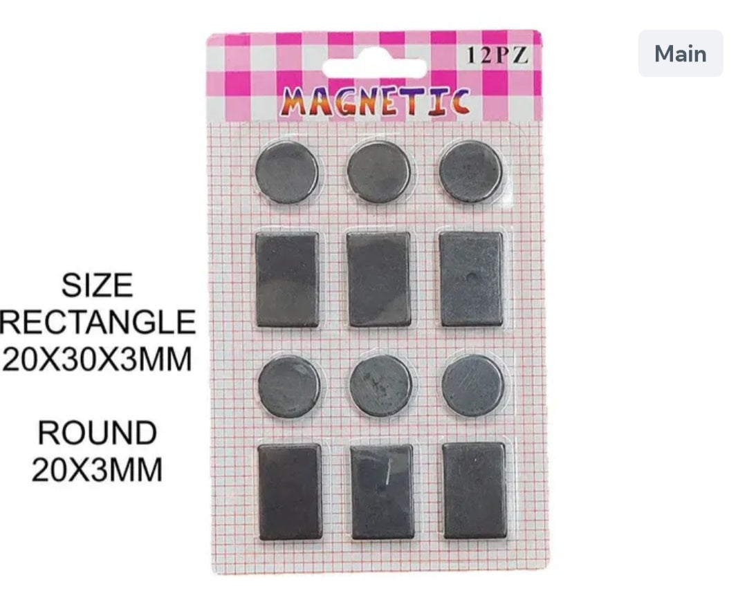 12Pcs Magnet (6 Round & 6 Rectangle)