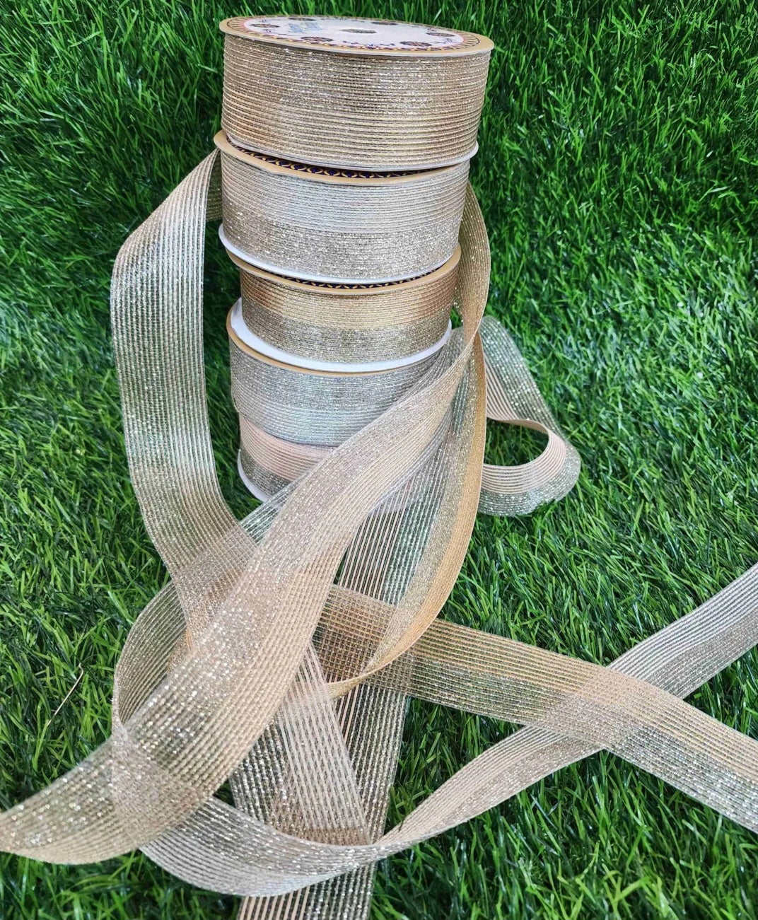 Dual shade gift wrapping Lace | Glitter Jari Lace