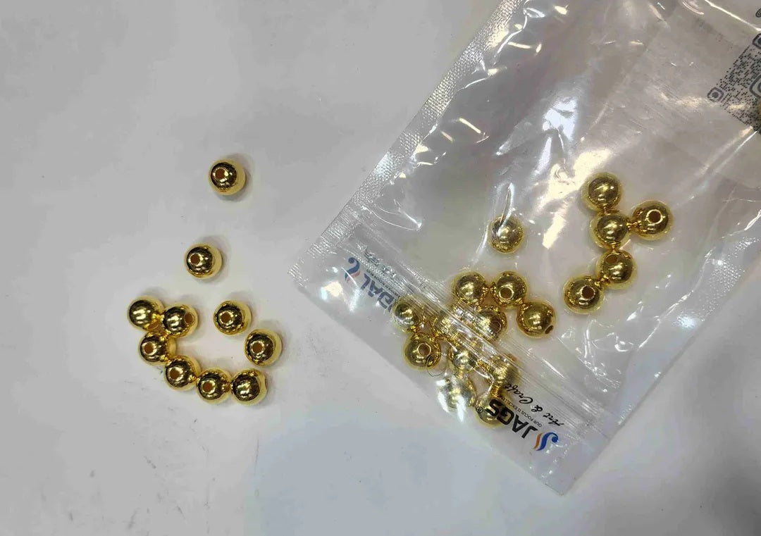 JAGS CRAFT BEADS ROUND GOLDEN COLOUR