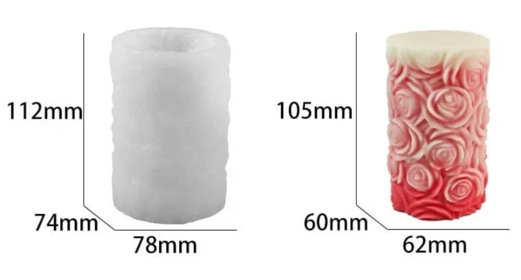 3D Rose Flower Piller Candle Handmade Mould