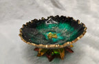 Emerald and Gold Geode Resin Serving | Decorative Bowl