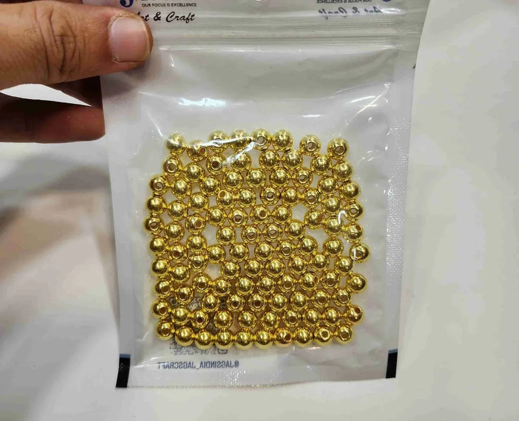 JAGS CRAFT BEADS ROUND GOLDEN COLOUR