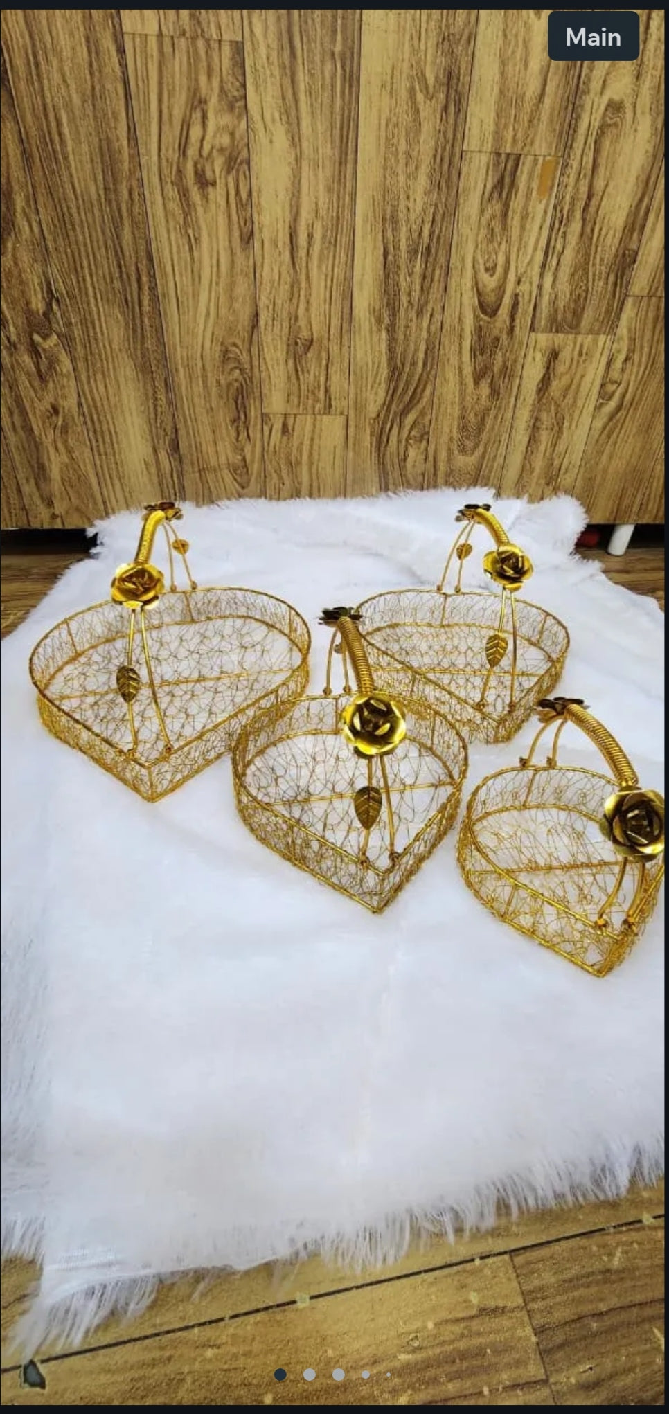 Decorative Gold Metal Wire Hamper Basket.